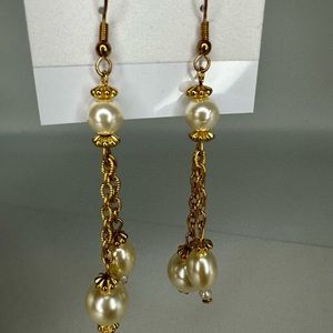 Vintage Handmade Faux Pearl Earrings
